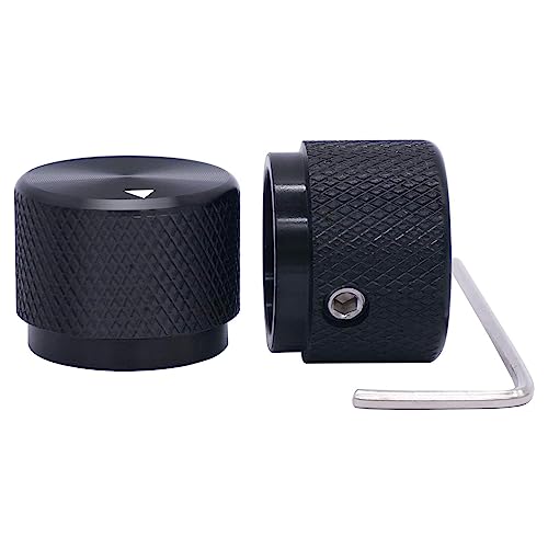 Taiss 2pcs Aluminum Electronic Potentiometer Knob Black for 6mm Diameter Shaft Volume Control Audio Guitar Knob Gear Knob 20mm x 15.5mm Height