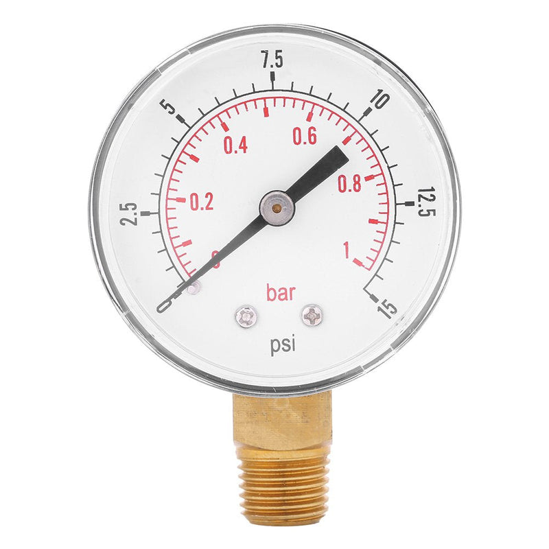[Australia - AusPower] - Mini Low Pressure Pressure Gauge BSPT Pressure Gauge for Fuel, Air, Oil or Water 0-15 psi / 0-1bar 