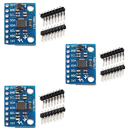 Hailege 3pcs MPU-6050 MPU6050 GY-521 3-Axis Accelerometer Gyroscope Module 6-DOF 6-Axis Accelerometer Gyroscope Sensor Module 16-Bit AD Converter Data Output IIC I2C
