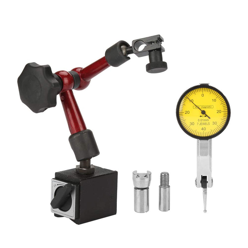 0.01mm Dial Gauge with Magnetic Holder 0-0.8mm Magnetic Measuring Tripod for Lathe Metalworking Precise Measurement with Adjustable Arm for Workshop and Industry