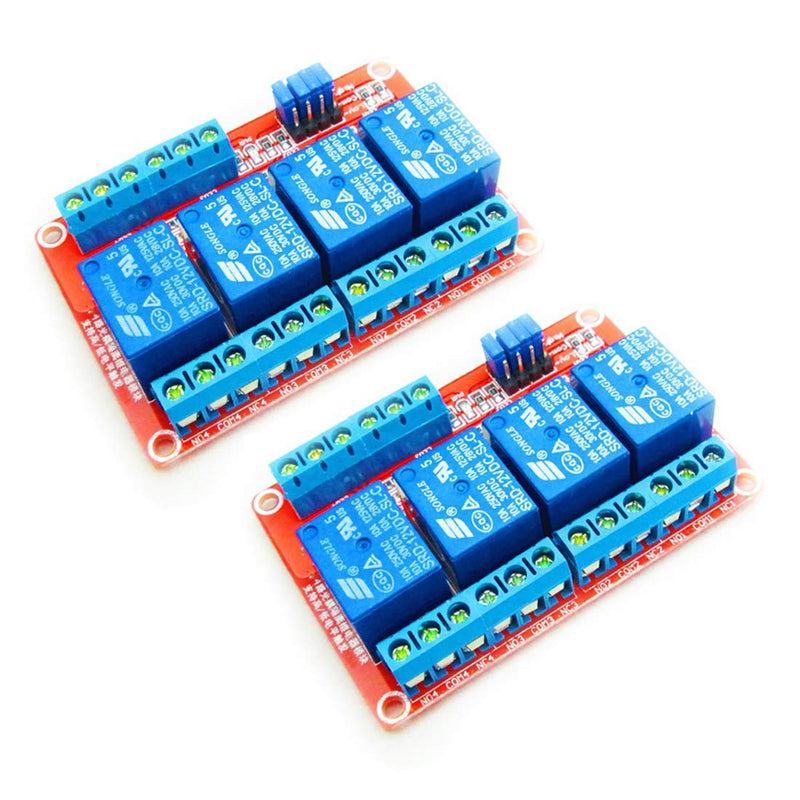 Hailege 2pcs 12V 4 Channel Relay Module with OPTO Isolated Support High and Low Level Trigger