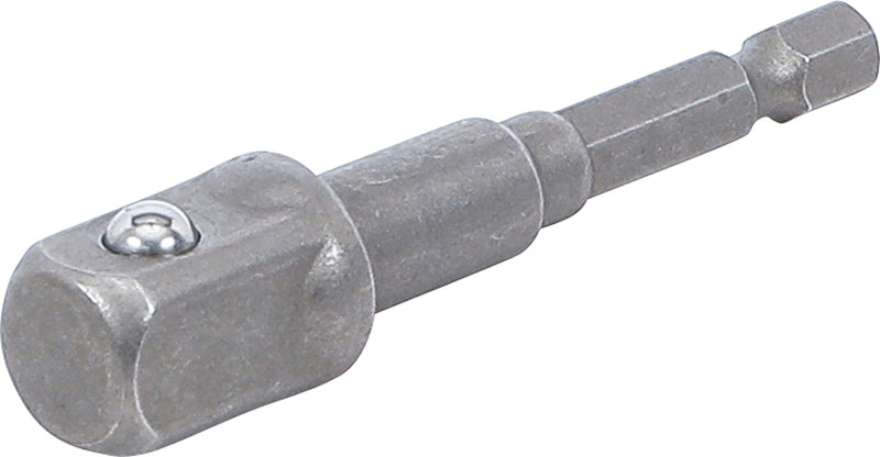 BGS 9685-3 | Adapter for Drills | Hexagon Socket 6.3 mm (1/4 Inch) | Drive external hexagon 6.3 mm (1/4 inch) / output external square 12.5 mm (1/2 inch), length 72 mm, chrome vanadium steel 1 piece. Output: external square 12.5 mm (1/2 inch)