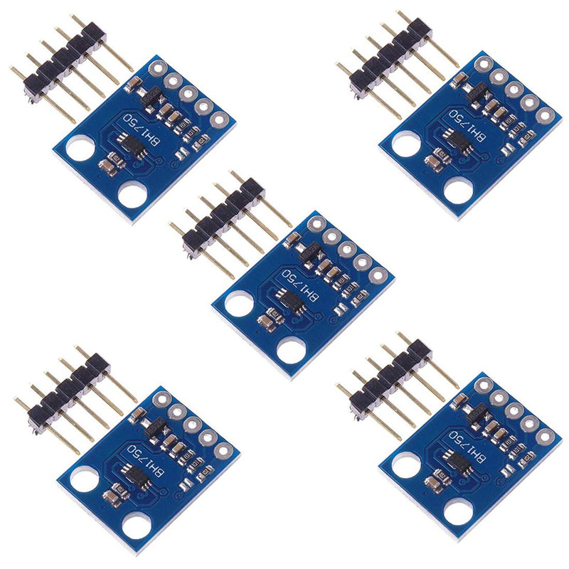 Hailege 5pcs GY-302 BH1750 BH1750FVI Digital Light Intensity Light Brightness Sensor Illumination Module