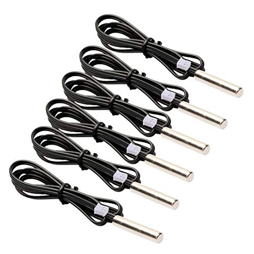 Hailege 6pcs NTC Temperature Sensor 5K + 10K 1% NTC B3950 Waterproof Probe Thermistor Accuracy Temperature Sensor Precision Temperature Sensor 1M