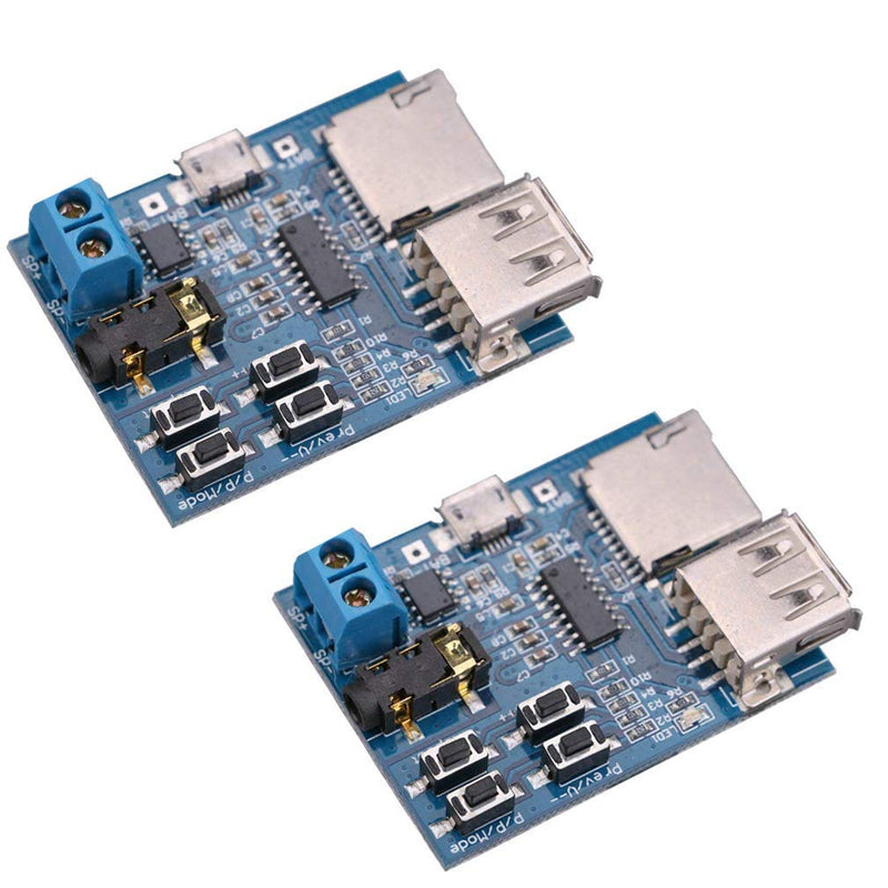 Hailege TF Card U Disk Play MP3 Decoder Player Module with Audio Amplifier Audio Decoding Player Module Micro USB 5V Power Supply Pack of 2