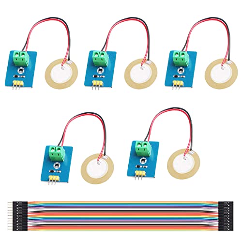 5pcs Piezoelectric Ceramic Vibration Sensor Piezo 3.3V/5V Module Analogue Controller Electronic Components Supplies Sensor for Arduino with Dupont Cable