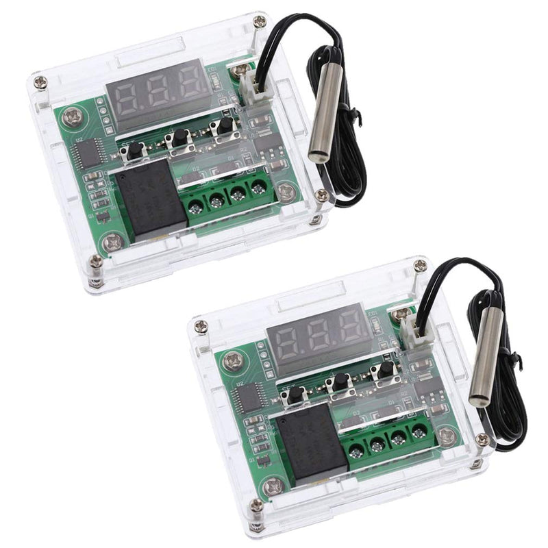[Australia - AusPower] - Hailege 2pcs W1209 with Case 12V DC Digital Temperature Controller Board Micro Digital Thermostat -50-110°C Electronic Temperature Temp Control Module Switch with 10A One-Channel Relay and Waterproof 