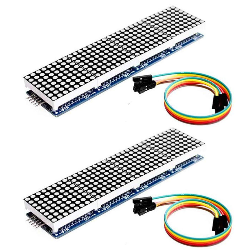 [Australia - AusPower] - Hailege 2pcs 8x8 Dot Matrix LED Module Four in One Dot Matrix Display for Arduino Microcontroller with Dupont Wire 