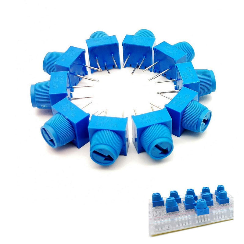 Breadboard Trim Potentiometer with Button 10K for Arduino Pack of 10