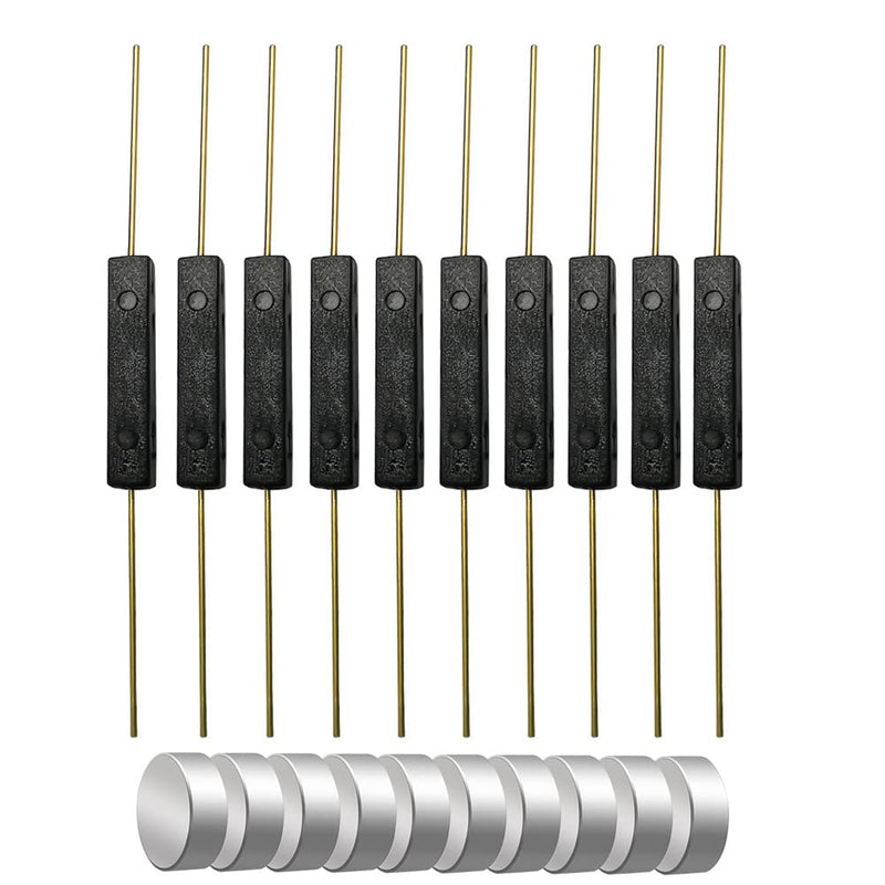 Gebildet 10 x Plastic Reed Switches, Reed Contact, Magnet Near Connecting Circuit, Magnetic Induction Switch (3 mm x 14 mm) with 10 Magnets Red plastic contact + magnetic