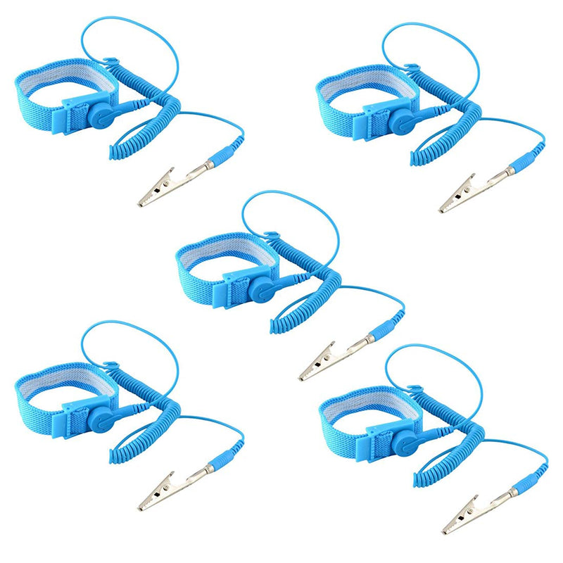 [Australia - AusPower] - Hailege 5pcs Anti Static Wrist Strap ESD with Clip Discharge Grounding Prevent Static Shock 