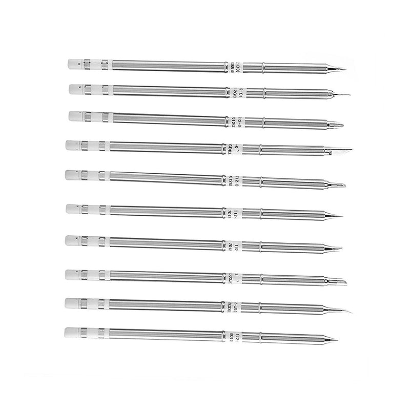 T12 Series Soldering Iron Tips Pack of 10, Replacement Tips for FX-951 Rework Station, High Quality Welding Tool Accessories with Fast Heat Conduction for Precise Soldering in Electronics Repair