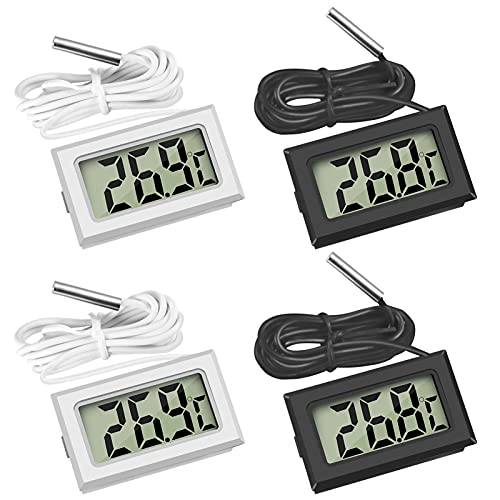 Thlevel Mini LCD Digital Thermometer Temperature / Humidity Tester Hygrometer | for fridge freezer aquarium Black+white