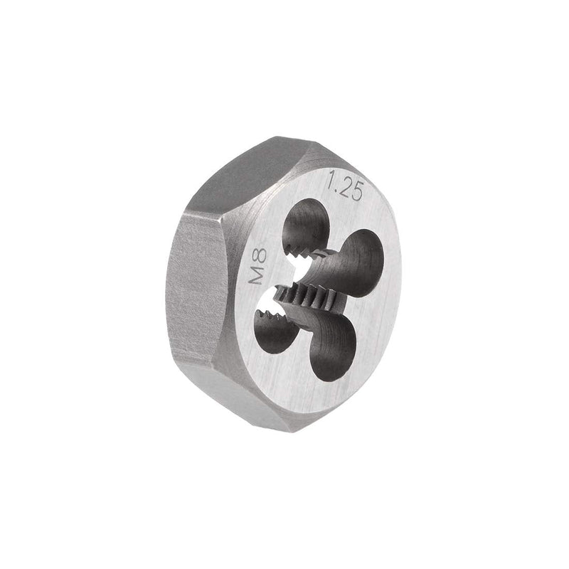 sourcing map Hexagonal Die M8 x 1.25 Pitch | Carbon Steel Metric Taper Tube Accuracy Level 6g