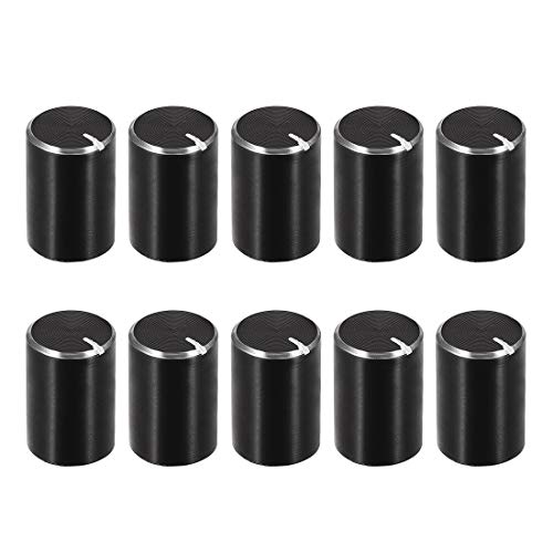 sourcing map Potentiometer Knobs Aluminum 10 x 15 mm 6 mm Shaft Black Pack | Knurled shaft rotary knob volume control