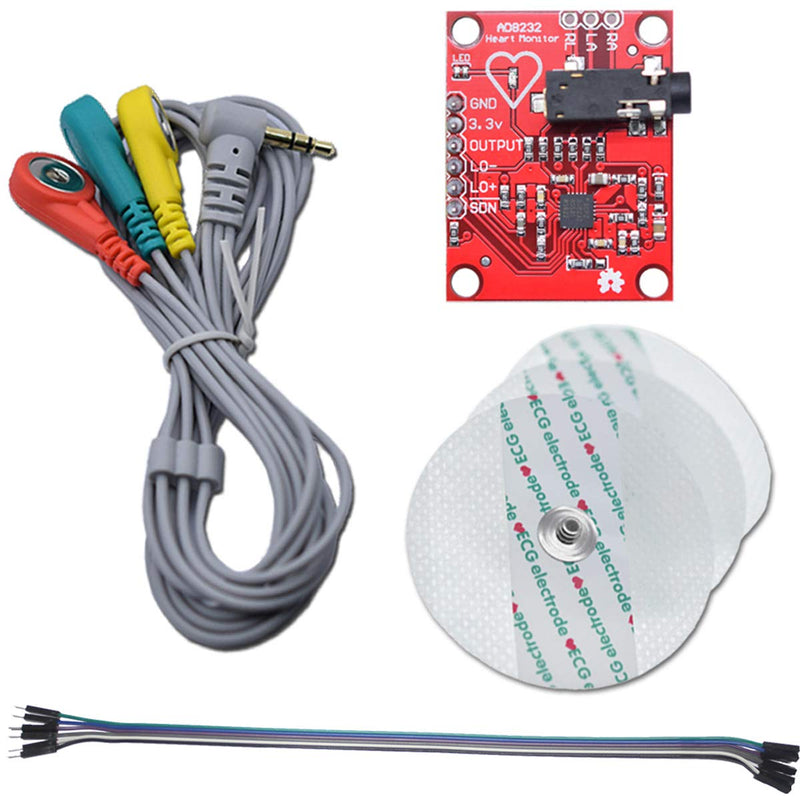 ECG Module AD8232 ECG Measuring Coil Heart Rate Sensor Module Kit ECG Monitoring Sensor for Arduino with DuPont Cable