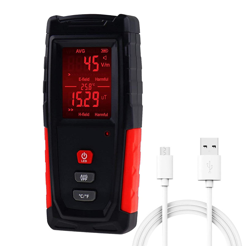 [Australia - AusPower] - EMF Meter, Handheld LCD Digital Radiation Detector for Electromagnetic Fields, EMF Meter Magnetic Field Rechargeable for Home, Office, Outdoor EMF Inspections Hand EMF Meter 