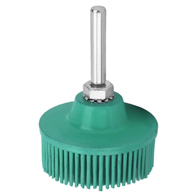 Bristle Disc with Connecting Rod, Drill Accessories for Metal Fine Processing Cleaning Polishing Grinding Deburring Removal of Rust Scratches (Green 50#)
