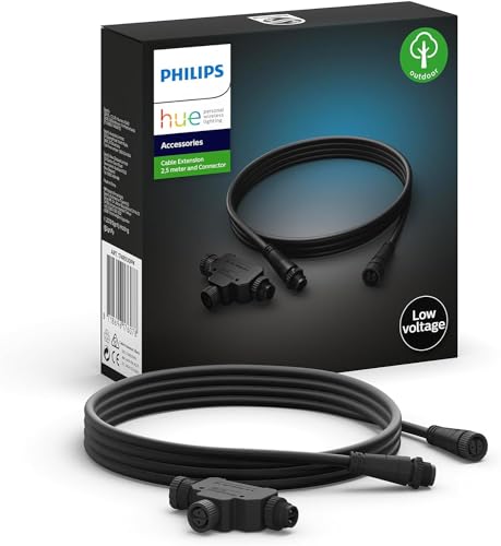 Philips Hue Extension Cable 2.5 Metres for Buiten IP67 Eenvoudige Installation Connected to Hue Bridge 2.5 m cable + T-plug