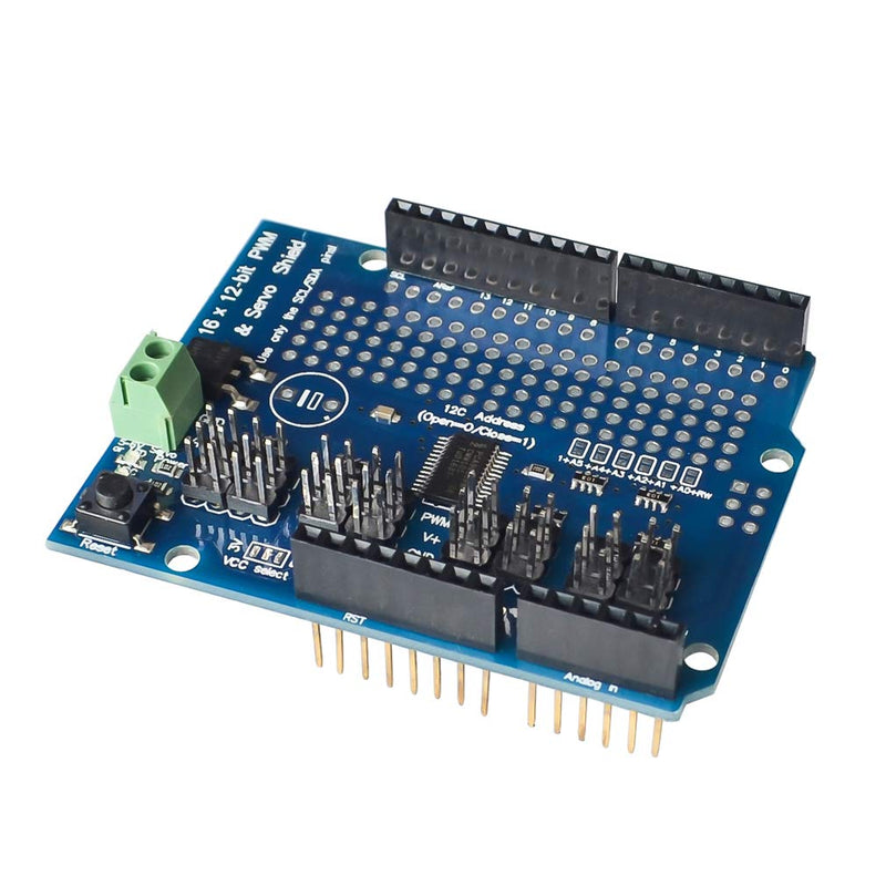 [Australia - AusPower] - Hailege PCA9685 Servo Shield PCA9685 16 Channel 12-Bit PWM Servo Driver Shield I2C Interface for Arduino 