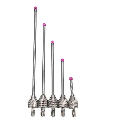 SUXING Measuring Inserts for Dial Indicators, Ruby Diameter 2mm, Length 10/20/30/40/50mm, Thread M2.5, Ruby Ball
