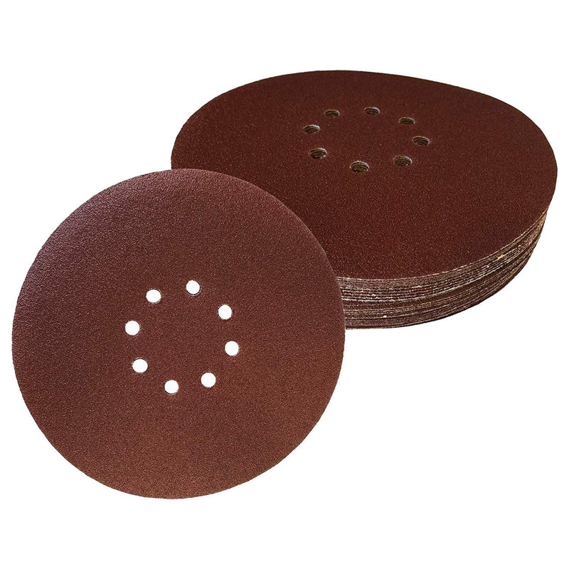 Professional Sanding Discs │ Pack of 30 │ 8-Hole │ Diameter 225 mm │ Each 5 x Grit 40/60/80/120/180/240 │ Self-Adhesive │ for Long Neck Sanders │ Sanding Sheets │ Sandpaper │ Sanding Pads │ by FD-Workstuff