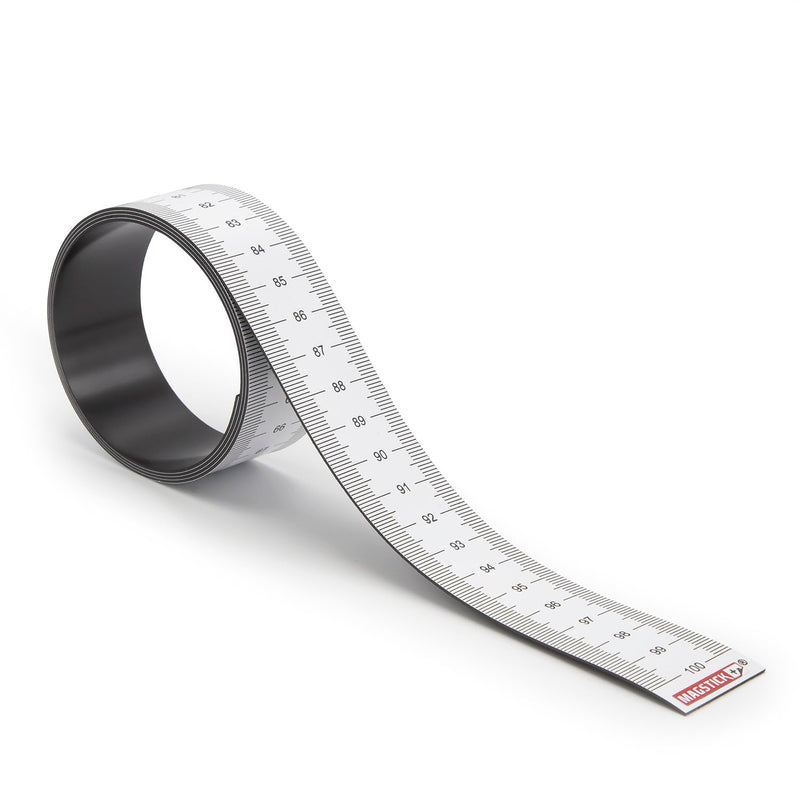Magstick mag203 Magnetic Tape Measure 1 Meter White Flexible | Ruler Magnetic Labeling Tape Tool Flexible Tape Measure 100 cm Magnetic Back Flexible Magnetic Tape 1 mm 2-1000 x 30 mm