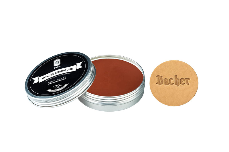 [Australia - AusPower] - Bacher Stripping Paste for Strops and Peeler Leather, Sharpening Paste with Leather Applicator 100 g - Medium 