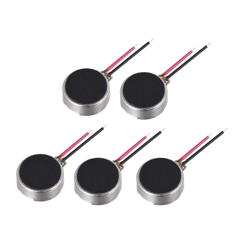sourcing map Mini Vibration Motors DC 3V-5V 67mA Flat 8 x 3 mm Pack of 5 | Coin Button Type Micro Brushless for Mobile Phone
