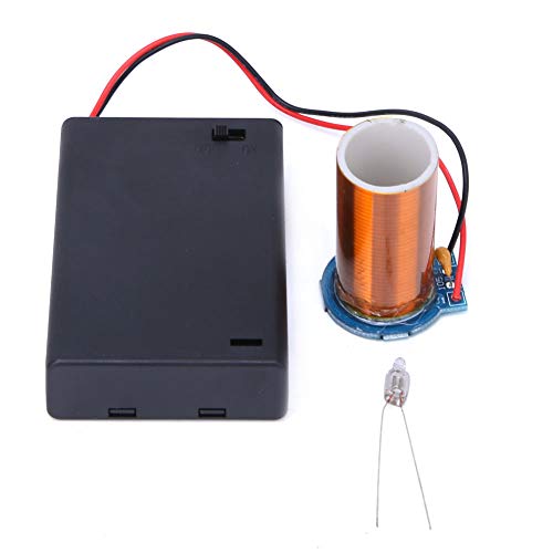 Mini Coil DIY Kit, Battery Operated, PVC Housing, 4 cm Height, 200 Windings, Arc-Free, with Circuit Board and Secondary Coil for Experiments