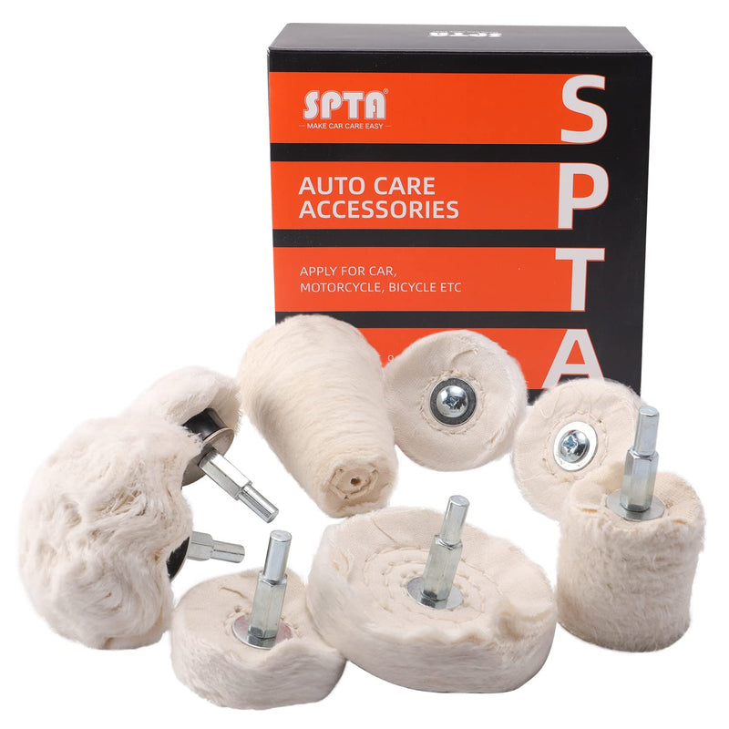 [Australia - AusPower] - Polishing Disc for Drill, SPTA Polishing Attachment Cordless Screwdriver – Includes High-Quality Hex Shank – Gentle Polishing Wheels for Drill – 8-Piece Polishing Attachment -PMMIX001 