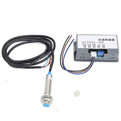 [Australia - AusPower] - Digital Speed Meter LED Tachometer 4-Digit Tube Display Tachometer with High Measuring Accuracy and Electronic Hall Sensor AC220V for Industry 