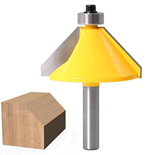 45 Degree Chamfer/Bevel Edging Router Bit with 8 mm Shank, Chamfer Cutter Groove Cutter Router Bit Wood Cutting Tool with Ball Bearing