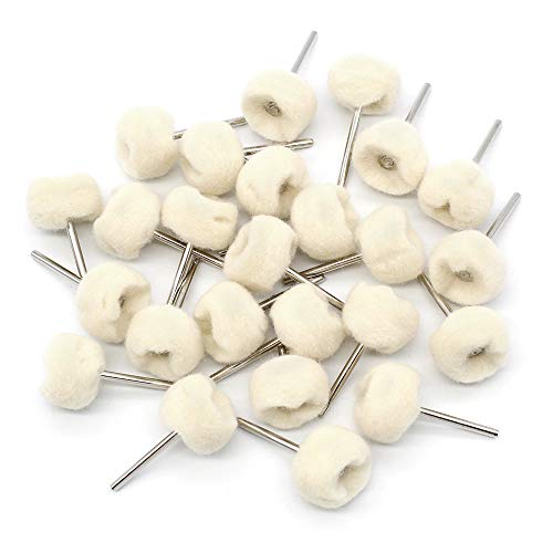 Pack of 25 Wool Polishing Wheel with Shaft Soft Polishing Wheel | For Dremels rotating tools