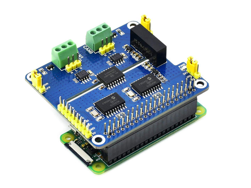 [Australia - AusPower] - Waveshare 2-Channel Isolated CAN Expansion Hat for Raspberry Pi with MCP2515 + SN65HVD230 Dual Chips Solution and Multi Onboard Protection Circuits 