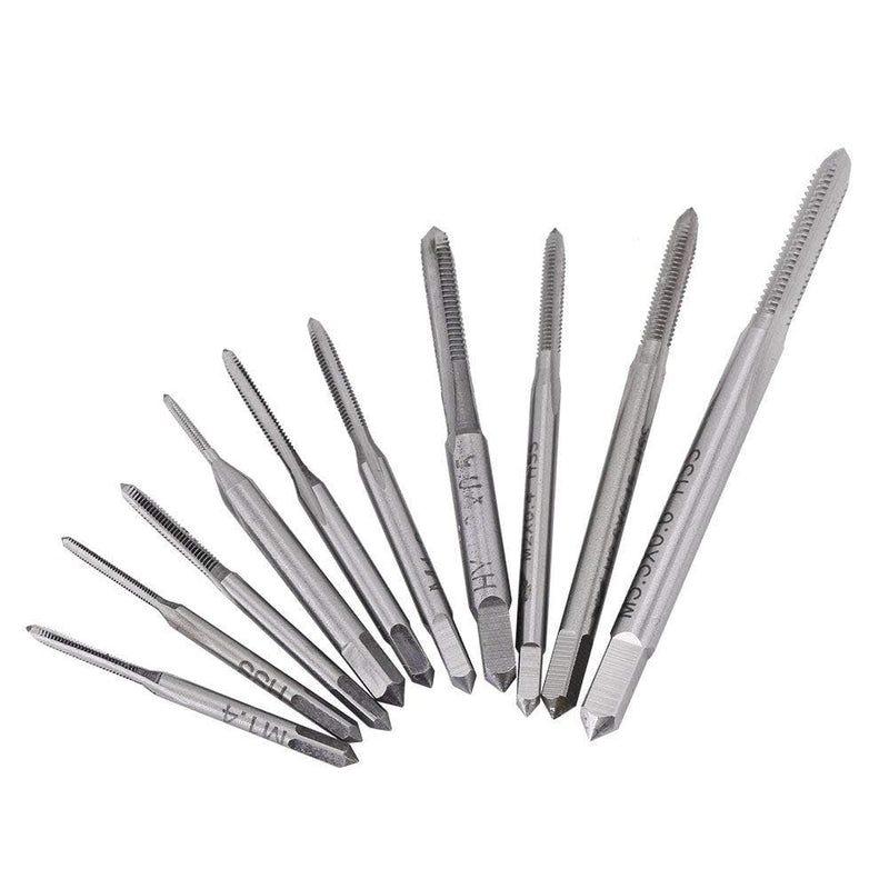 [Australia - AusPower] - 10 Piece Metric Tap Set Mini Machine Tap M1/M1.2/M1.4/M1.6/M1.7/M1.8/M2/M2.5/M3/M3.5 Hand Tap for Watches, metallic 