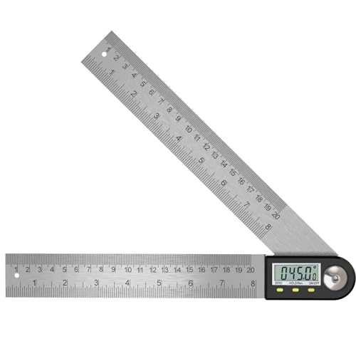 Protractor Digital Angle Ruler with LCD Display Stainless Steel Angle Measurement for Woodworking Home Work Craftsman Circular Saw, 360° Angle Measure, Hold Function, 400 mm | 2 in 1 360° inclinometer with hold function for woodworking, mechanical engi...