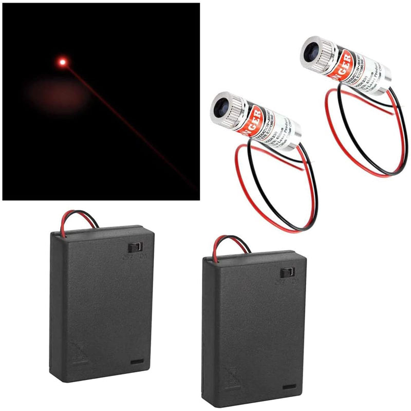 [Australia - AusPower] - CTRICALVER Pack of 2 Round Laser 650 nm Focusable Laser Module Round Laser Focus Adjustable Laser Round Red 3-5 V with Plastic Lens + 2 x AA Battery Holder 