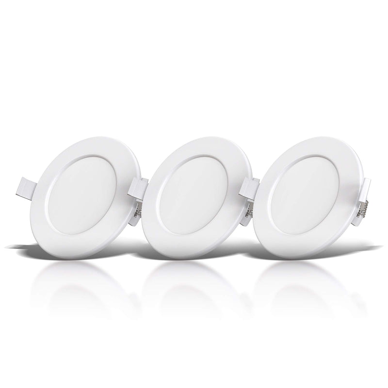 [Australia - AusPower] - B.K.Licht I Recessed LED Bathroom Lights Set I Ultra flat 30mm I Diameter: 115mm I White I 6W LED circuit boards I 450 Lumen I 3,000K warm white I IP44 I recessed bathroom spotlight 3er Set 