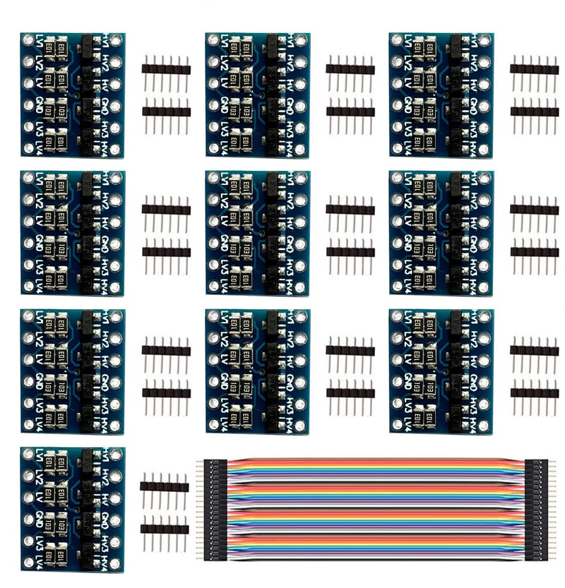 [Australia - AusPower] - Youmile 3.3 V to 5 V 4 Channels IIC I2C Logic Level Converter Bi-Directional Shifter Module for Arduino/Raspberry Pi with Dupont Cable Pack of 10 