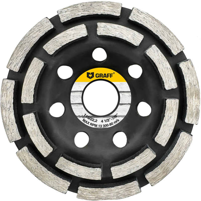 [Australia - AusPower] - GRAFF Diamond Grinding Disc 115 mm for Angle Grinders - Diamond Cup Wheel for Stone, Concrete, Tile Adhesive, Granite, Masonry - Professional Sanding Disc Diameter 115 mm – segment grinding wheel 