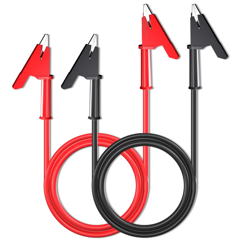 [Australia - AusPower] - Cleqee Pack of 2 Alligator Clips Test Leads Dual Ended Crocodile Wire Cable with Insulators Clips Test Flexible Copper Cable for Electrical Testing 3.3 ft/1 m Red & Black 3,3ft/1m 