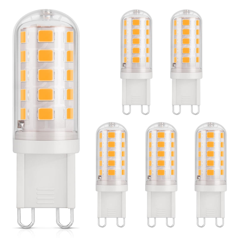 DiCuno G9 LED Lamp, Warm White 2700K, 3W Replaces 30W, 410lm, Pack of 6 | LED bulb G9 base, CRI 85, 360° beam angle, no flickering, non-dimmable, ceiling light, wall lights, mirrors 6 pcs (pack of 1)