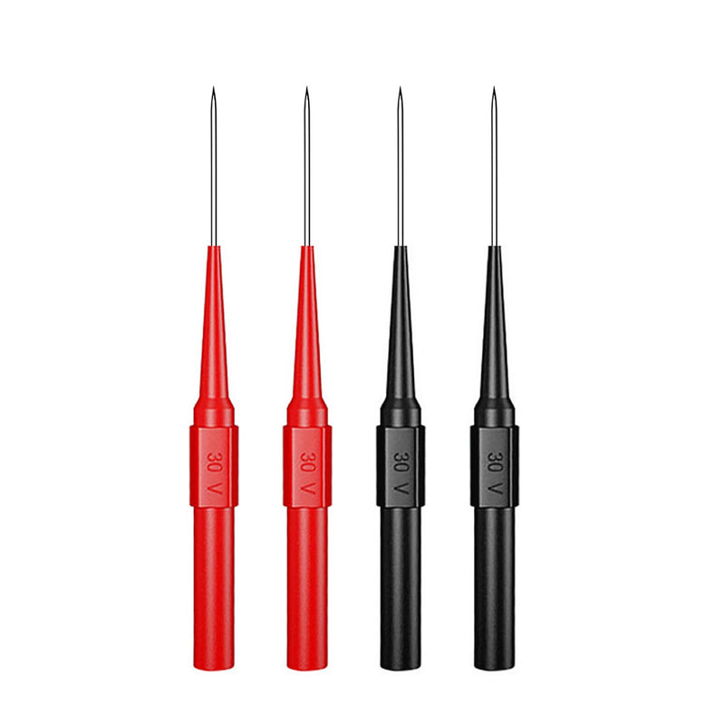 Automotive Industry Back Sample Pins, Red & Black, Pack of 4 | Durchsteck-Messspitzen für Multimeter, 4mm Buchse, 0.7mm Puncture Probe Nadel, 30V/10A, Für kleine IC Pins Elektronikprüfung Red-and-black 4 Stück