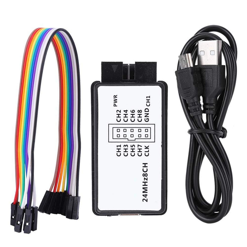 [Australia - AusPower] - USB Logic Analyzer, USB Logic Analyzer Device Set Mini Digital Pocket Size 8-Channel Input Memory 24MHz 