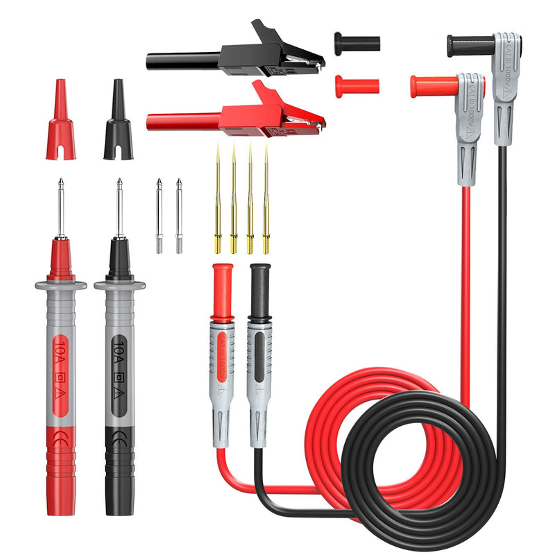 [Australia - AusPower] - Cleqee Multimeter Test Leads Kit 4 mm Banana Plug Cable Test Probe with 8 Pieces Interchangeable Precision Sharp Test Probes Crocodile Clips for Multimeter Electrical Testing Style C 