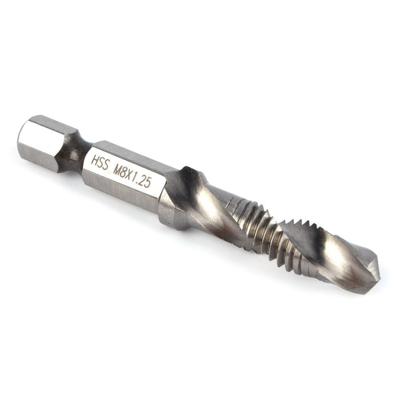[Australia - AusPower] - Tap M8, Hex Shank Drill, Hex Handle Composite Drill Bit Suitable for Drilling, Tap, Cutting on Soft Metal, Aluminium Plate, Iron (M8 x 1.25) 