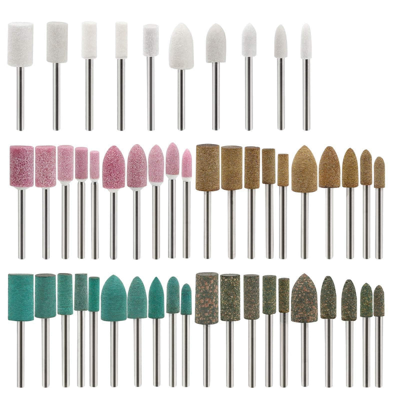 [Australia - AusPower] - 50pcs Polishing Bits Mounted Grinding Polishing Sanding Discs Sanding Tools Wool/Sesame/Rubber/Cowhide Rotary Tool Accessories Set 3 mm Shaft 