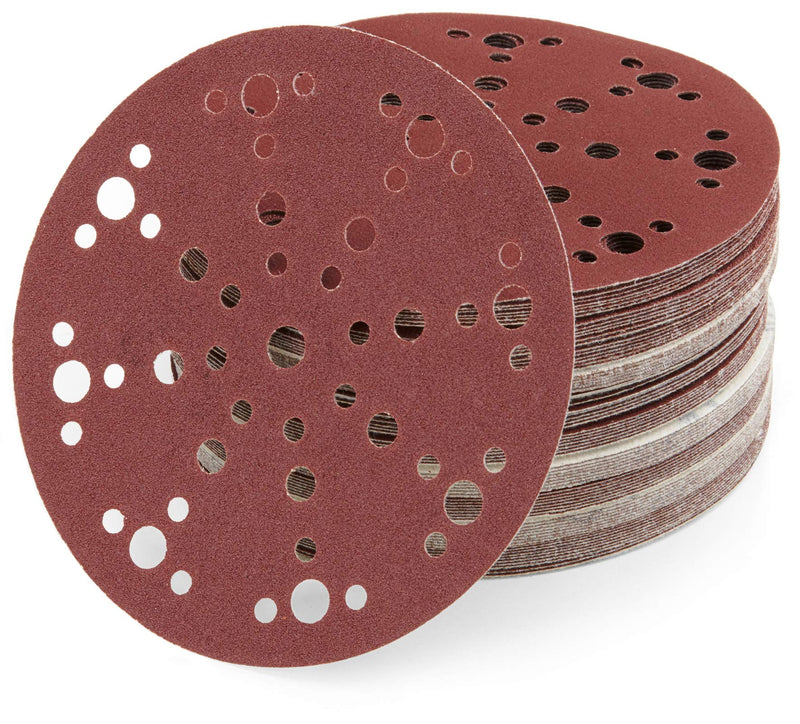 [Australia - AusPower] - Sanding Disc 150-mm Velcro Sanding Discs, 150 mm with 48 Holes, in Red for Wood Polishing K100 | 50 St 