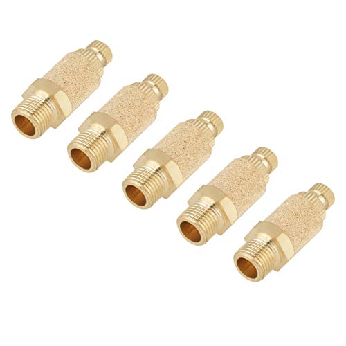 Oumefar Pack of 5 Pneumatic Silencer Brass Air Flow Speed Control Exhaust Silencer 1/8 BSP Male Thread Silencer